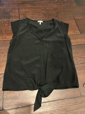 Joie silk Black Tie-Front Cap Sleeve Women's Top